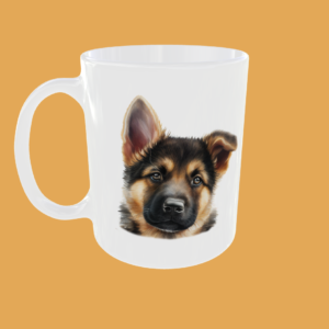 Dogs - German Shepherd Puppy Ceramic Mug - High Gloss with Colourful Handle Options