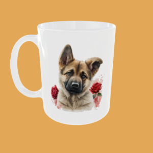 Dogs - German Shepherd Floral Ceramic Mug - Elegant Ceramic Gift